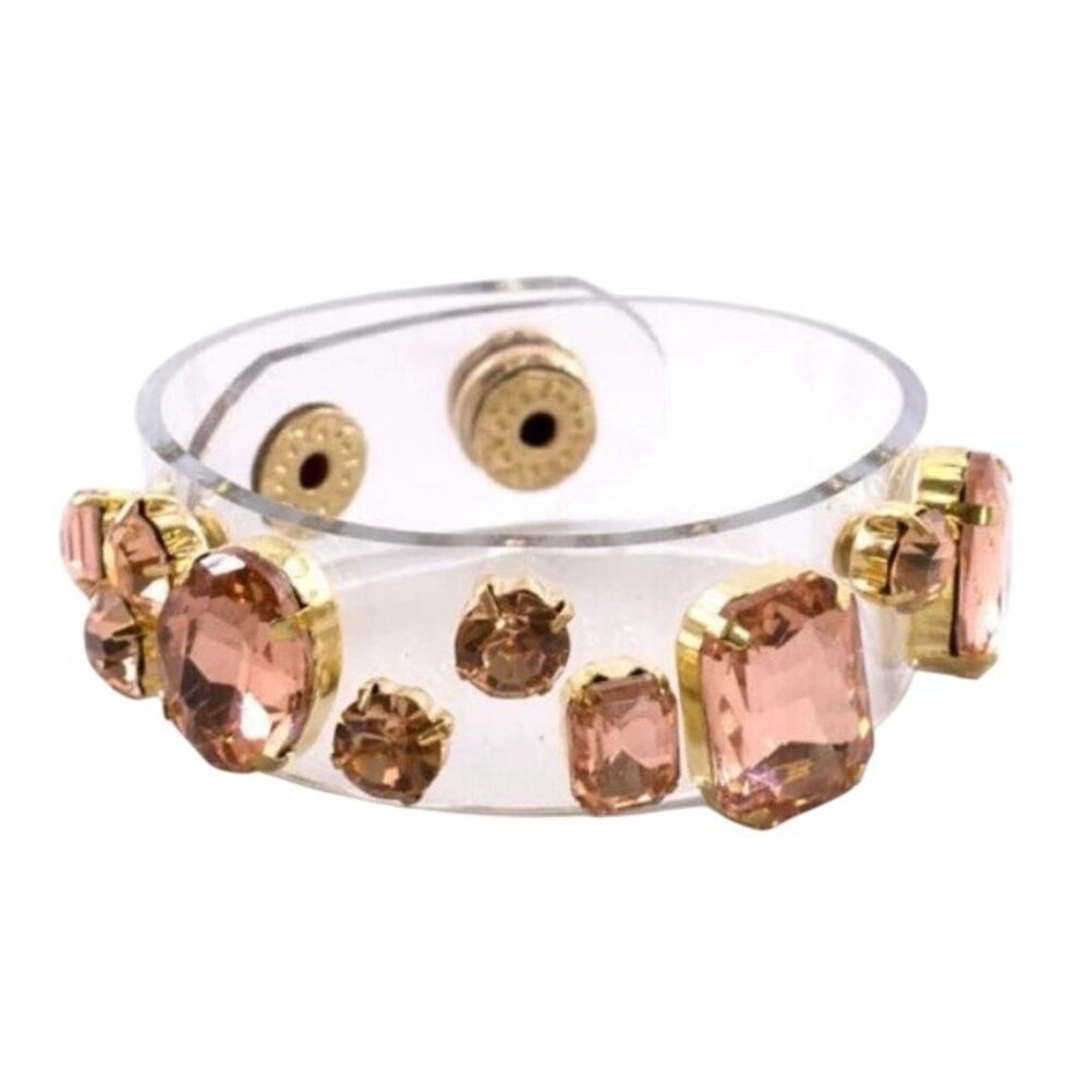 NEW Pink Plastic Jeweled Rhinestone Band Bracelet